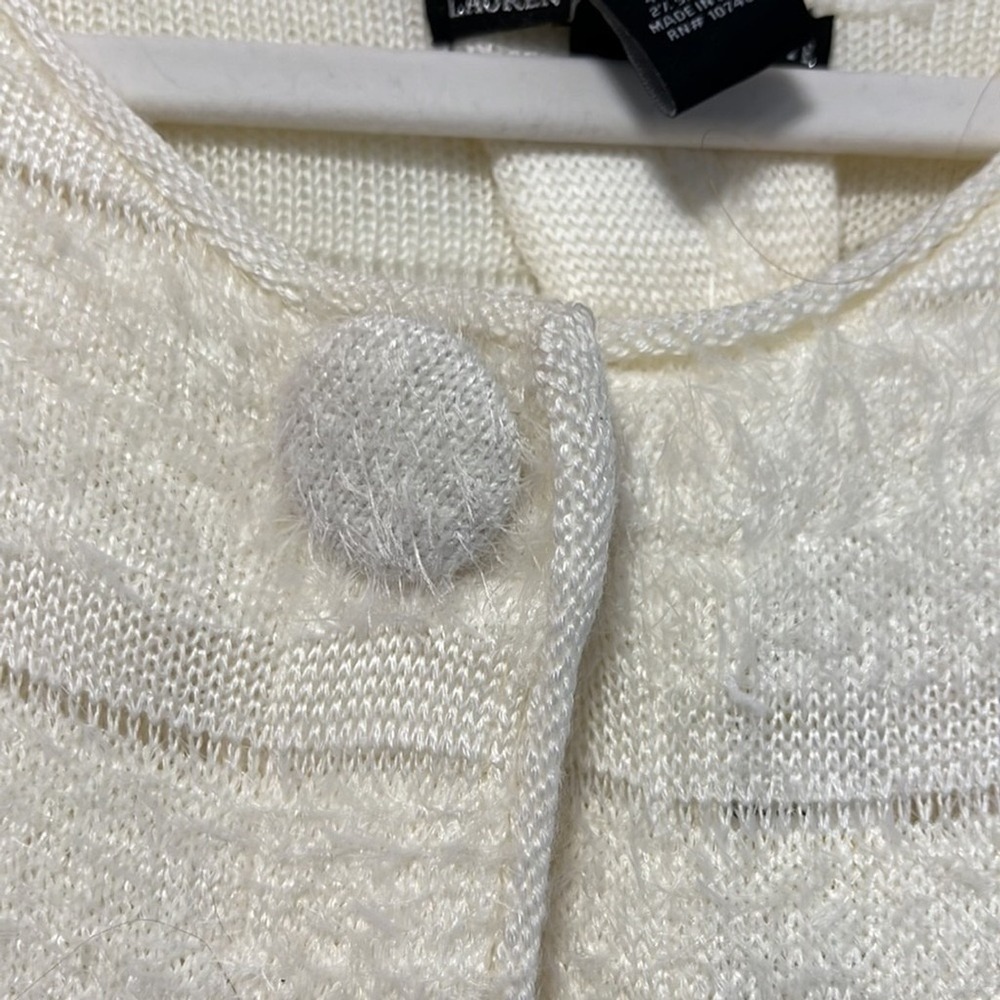 Lauren Michelle Petite Cream Eyelash Knit Cardigan‎ Sweater Bell Sleeve PM NWT - Picture 2 of 9